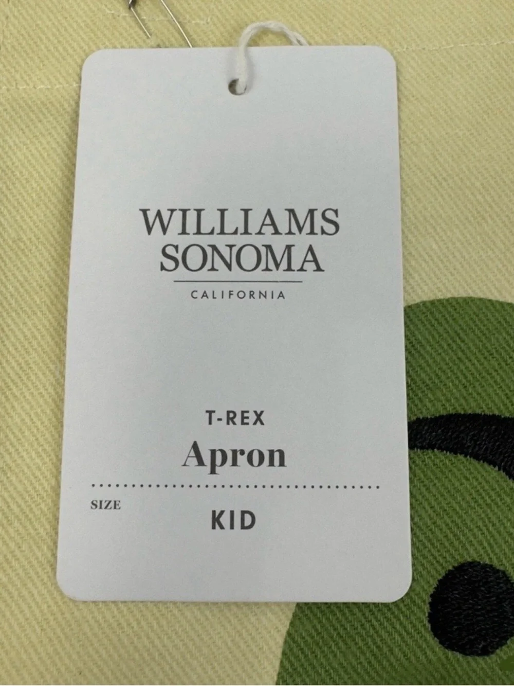 WILLIAM SONOMA NWT Kids T-Rex Dinosaur Graphic Cotton Canvas Apron #0430262